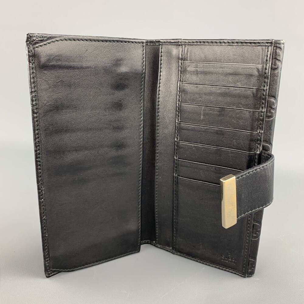 GUCCI Monogram Embossed Black Leather Checkbook Wallet - Picture 9 of 10